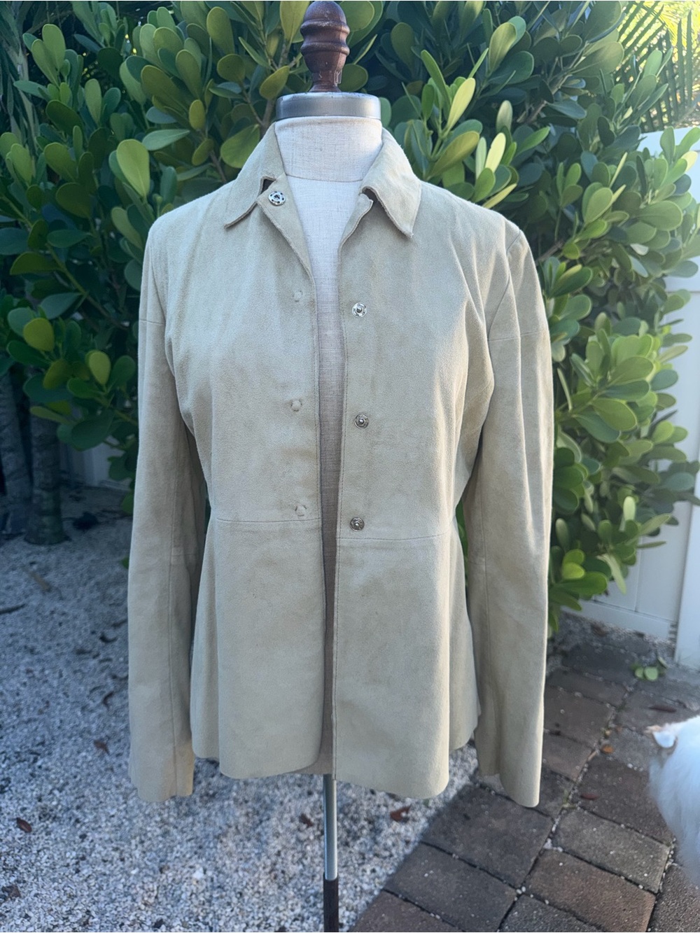 Vintage Suede Banana Republic Button-Front Jacket in Light Beige